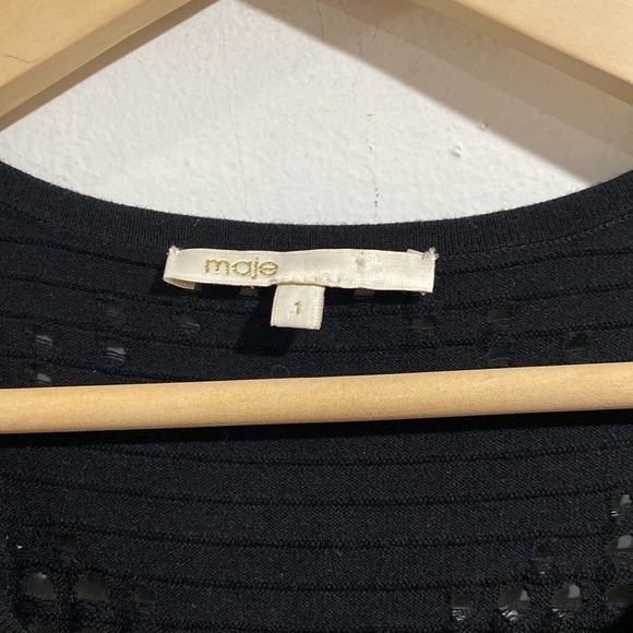Maje sweater dress black small ribbed perforated - Picture 6 of 7